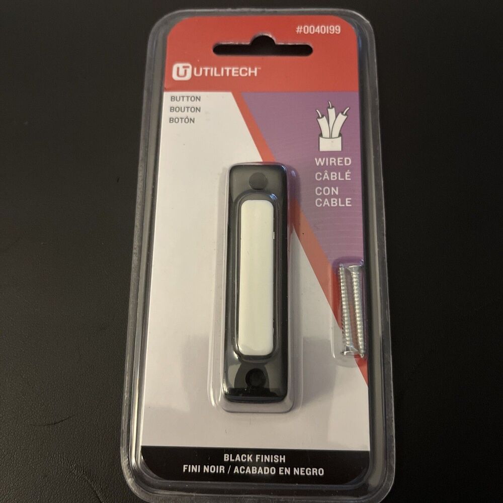 Utilitech Lighted Door Bell Button Black Finish Part #0040199 Brand New In Box